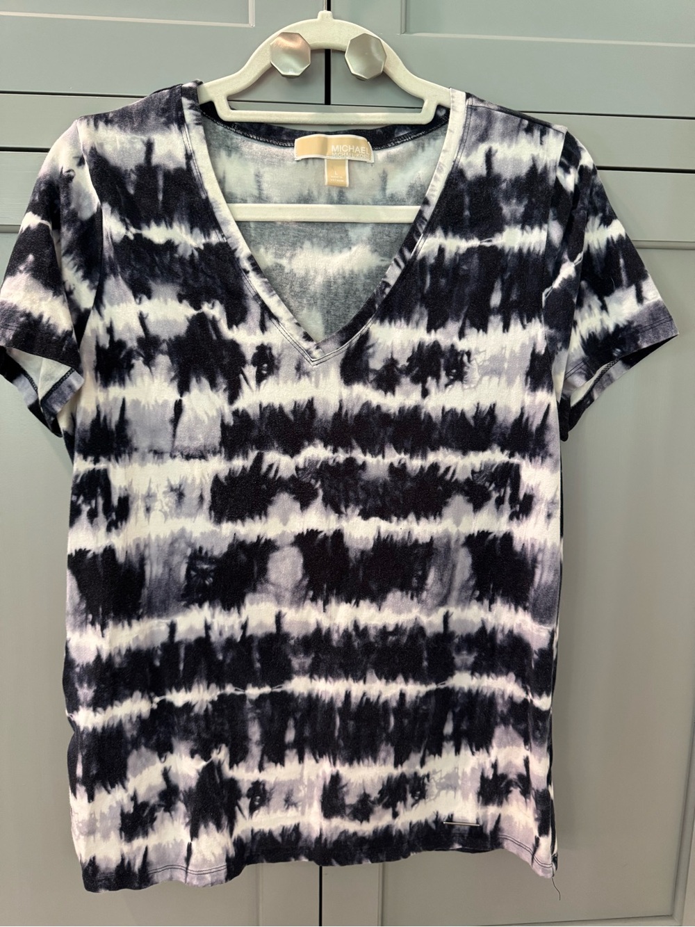 MICHAEL Michael Kors Tie Dye V-Neck Short Sleeve Tee Size Large